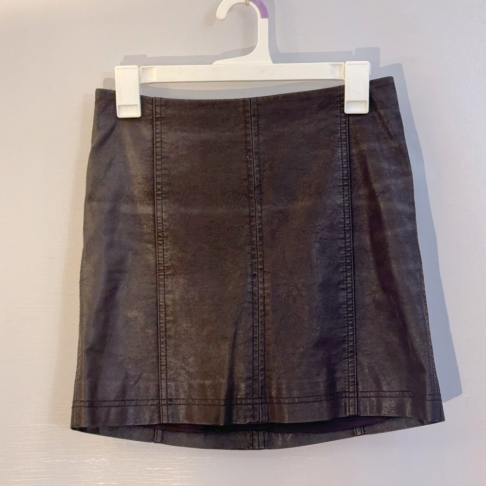 Free People Brown Leather Skirt